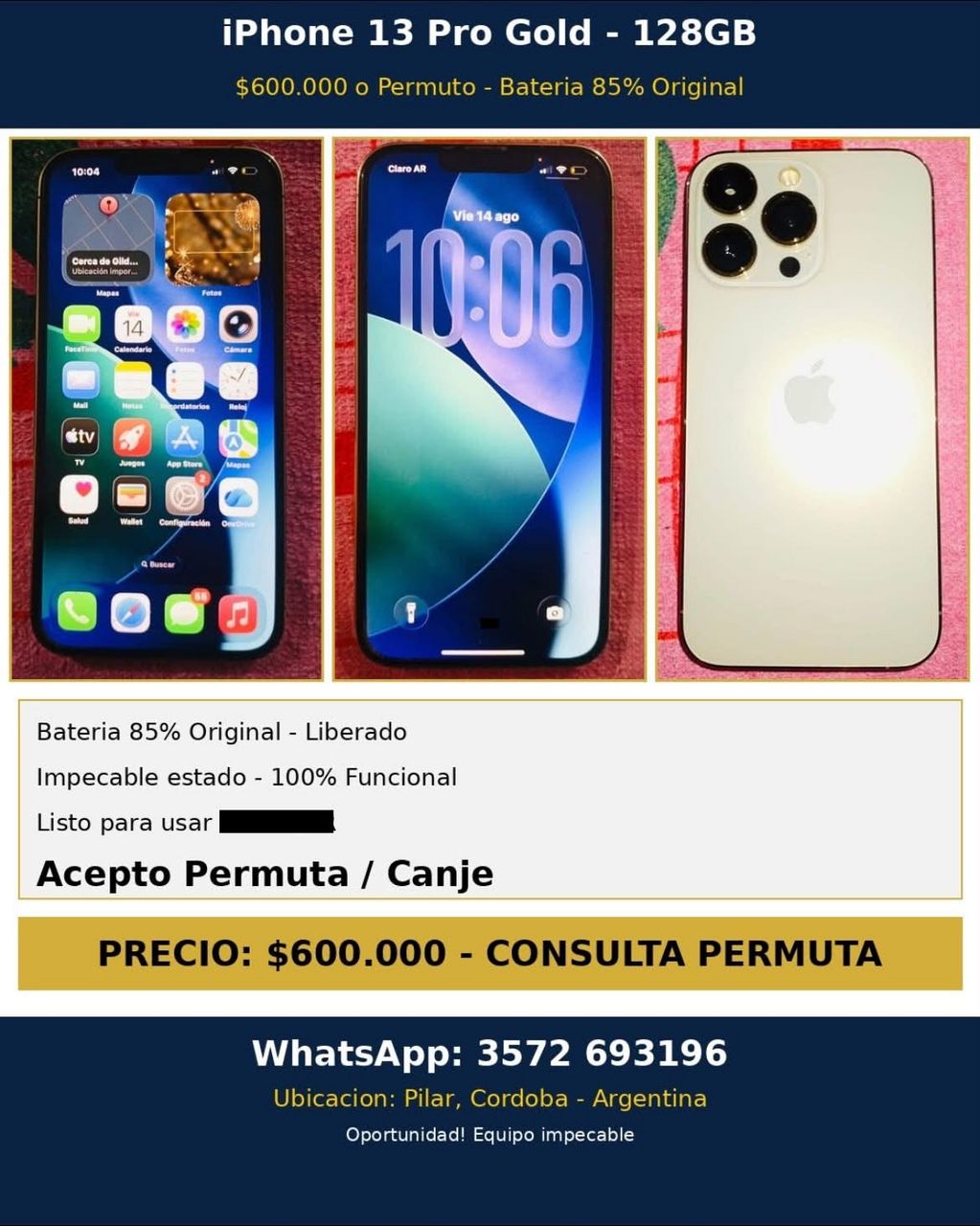 iPhone 13 Pro Gold 128GB