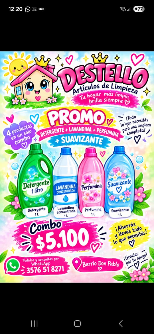 Combo de productos de limpieza Destello