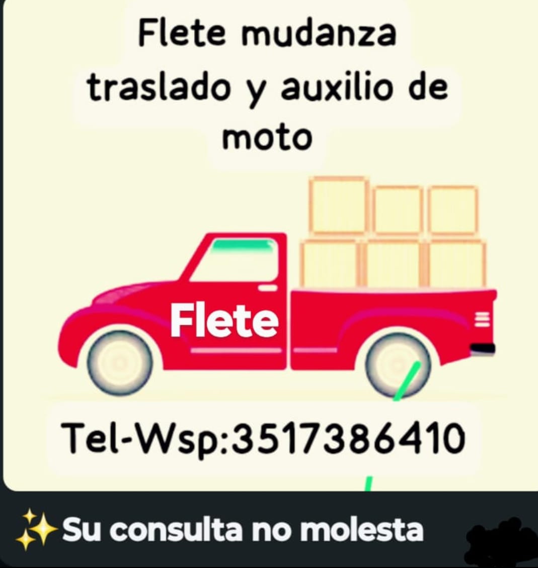 Flete mudanza traslado y auxilio de moto