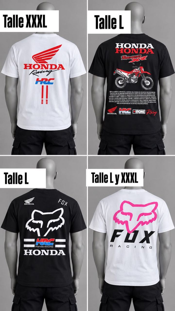 Camisetas de motociclismo Honda y Fox