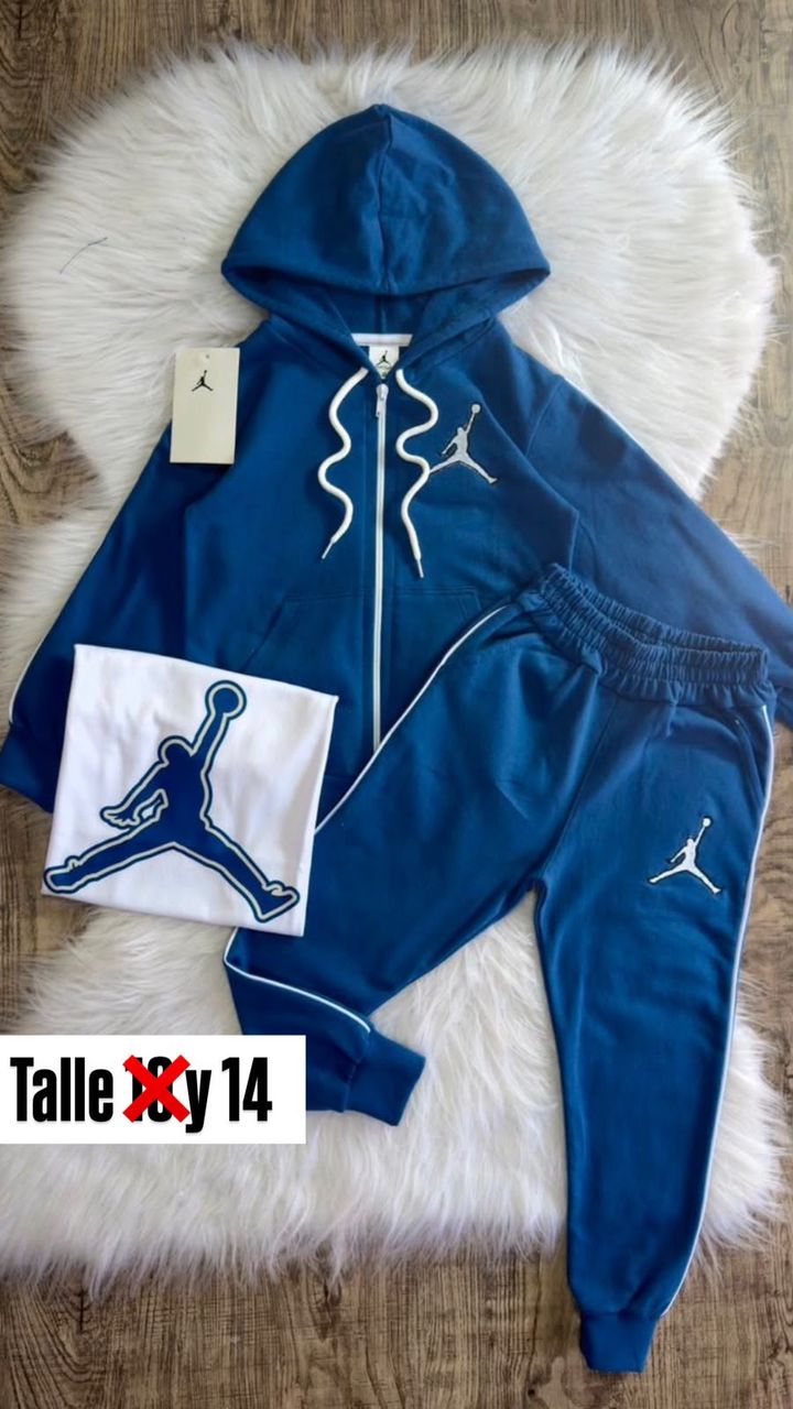 Jogging Jordan azul con capucha