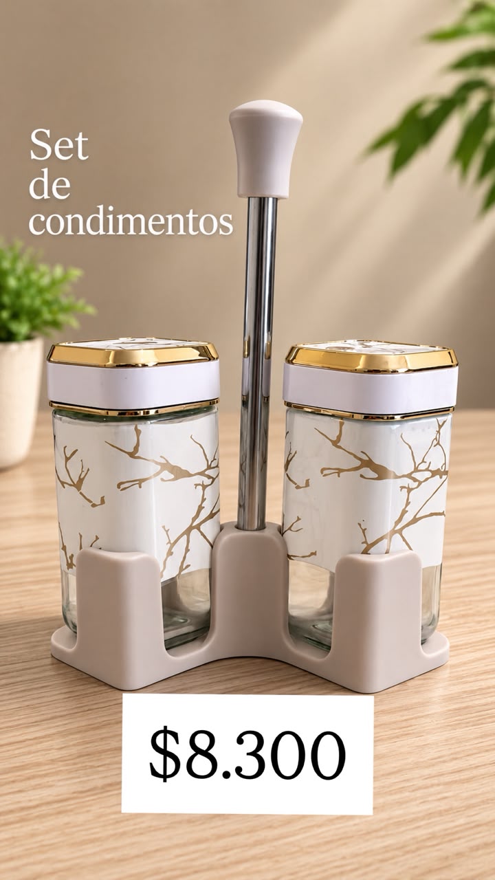 Set de condimentos con soporte