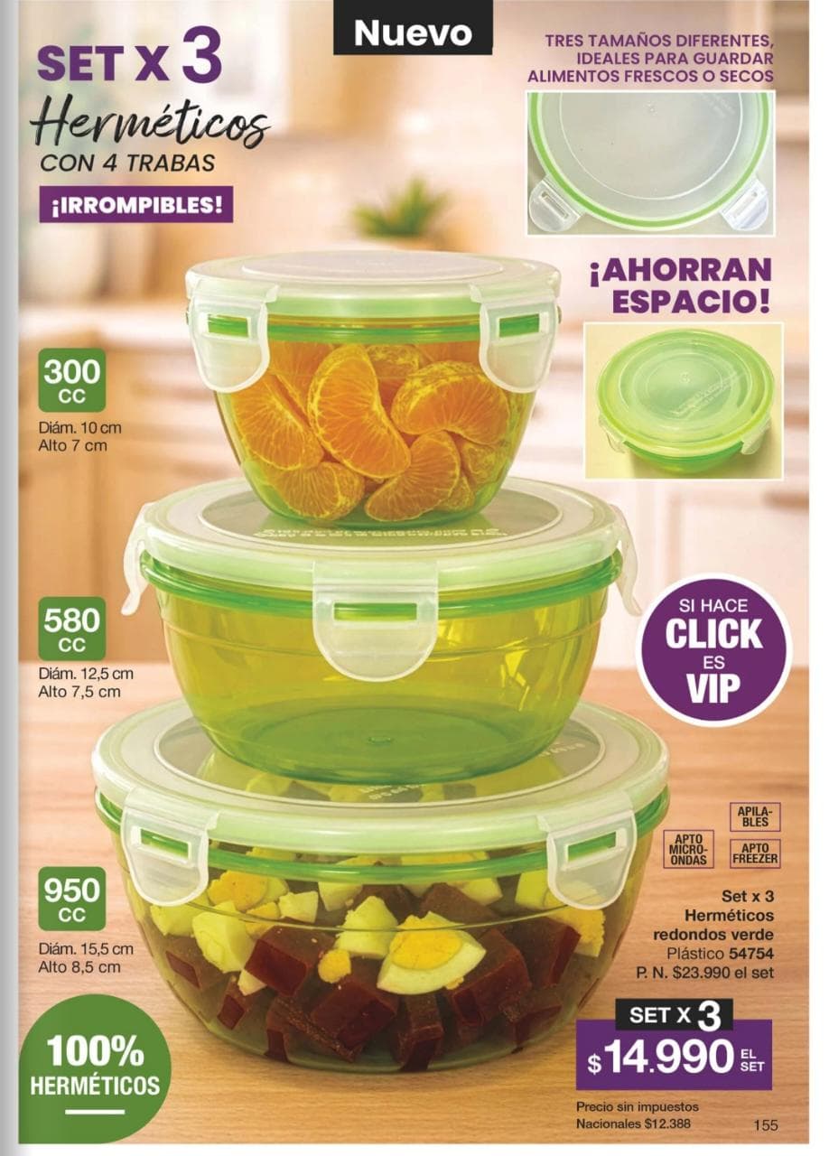 Set de 3 recipientes herméticos verdes