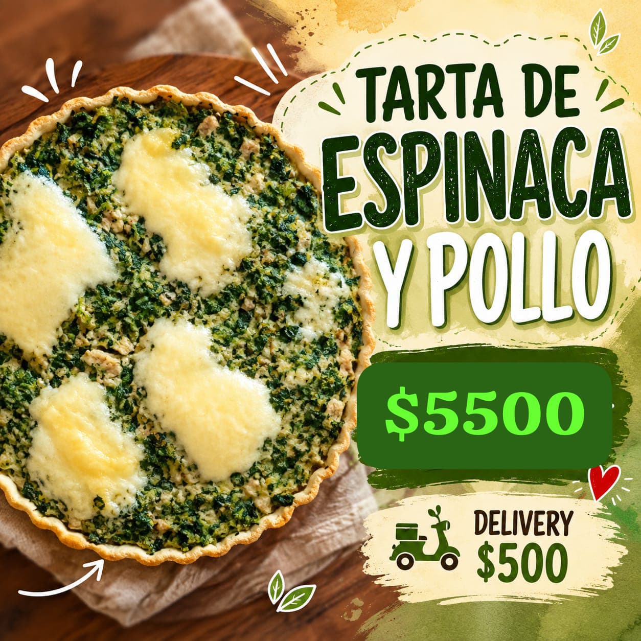 Tarta de espinaca y pollo