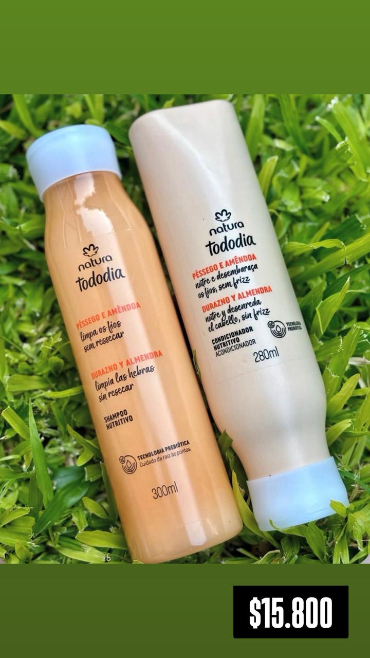 Shampoo y acondicionador Natura Tododia Pêssego e Amêndoa
