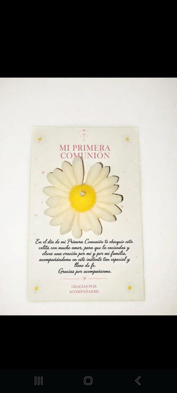 Tarjeta de Primera Comunión con margarita