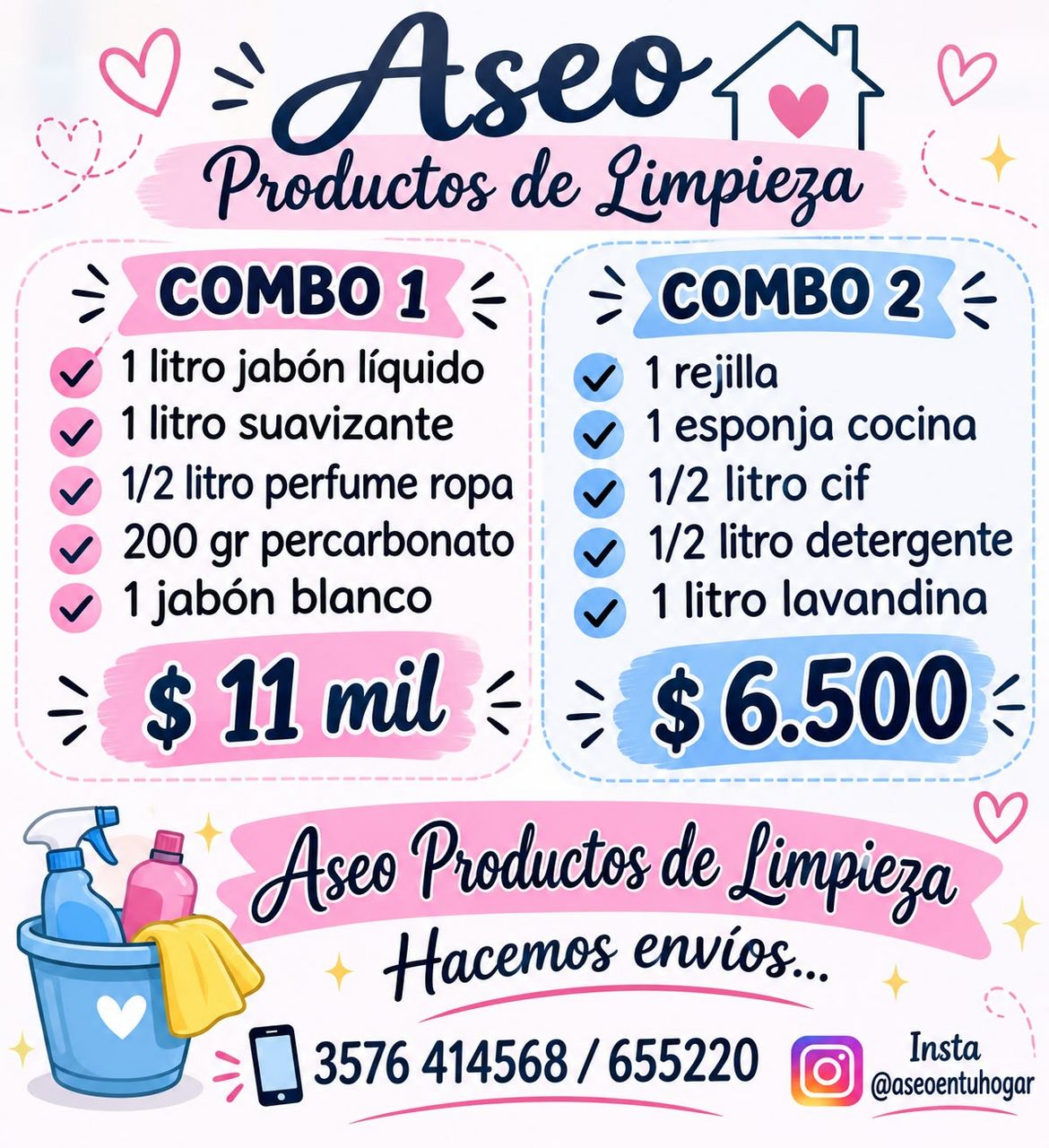 Combo de productos de limpieza