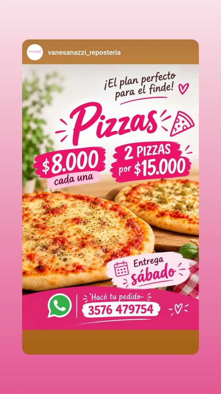 Pizzas 2 por $15.000