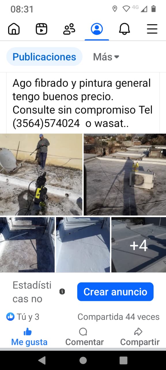 Pintura y fibra de vidrio para techos
