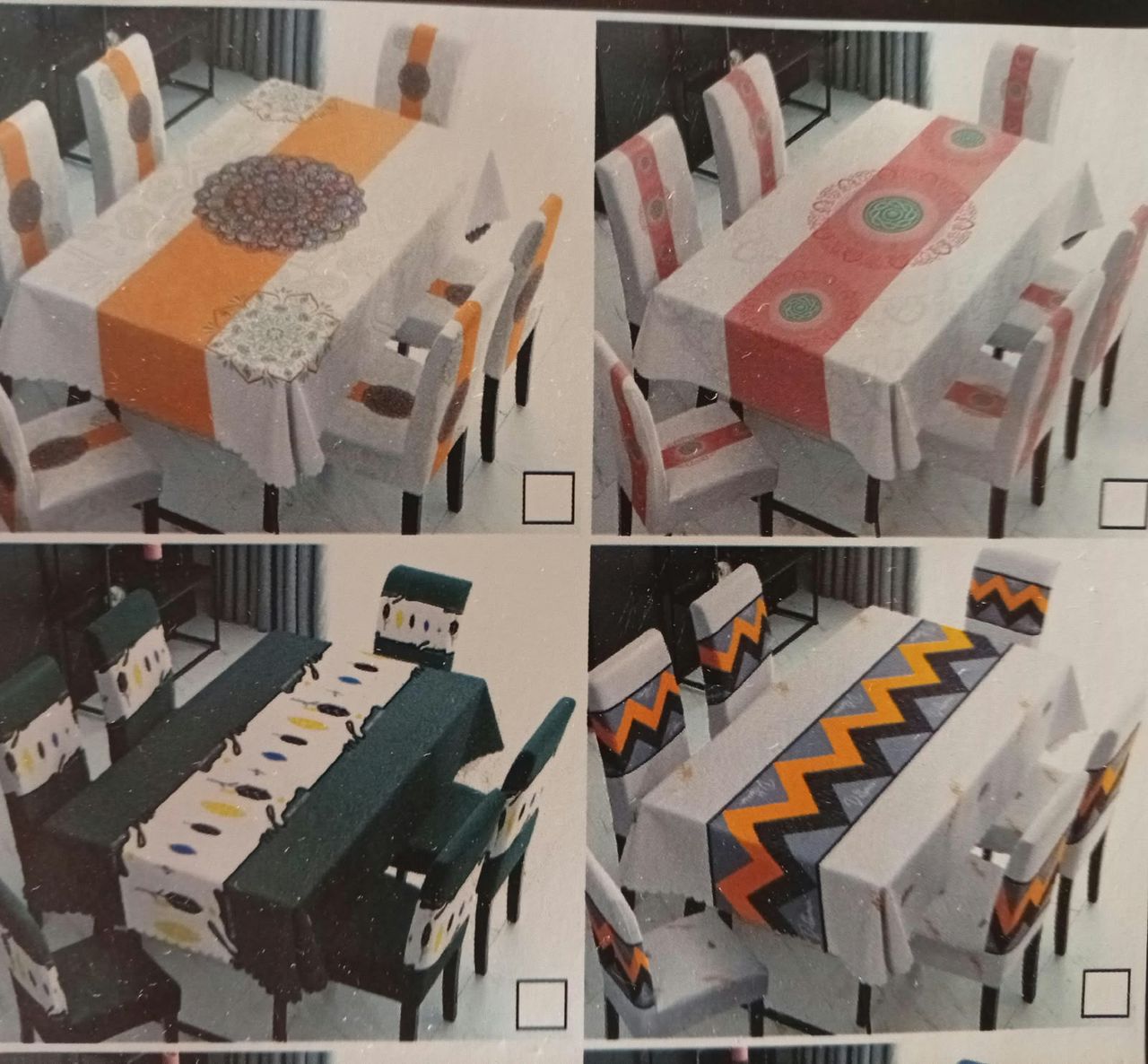 Juego de tapa de mesa y fundas de sillas
