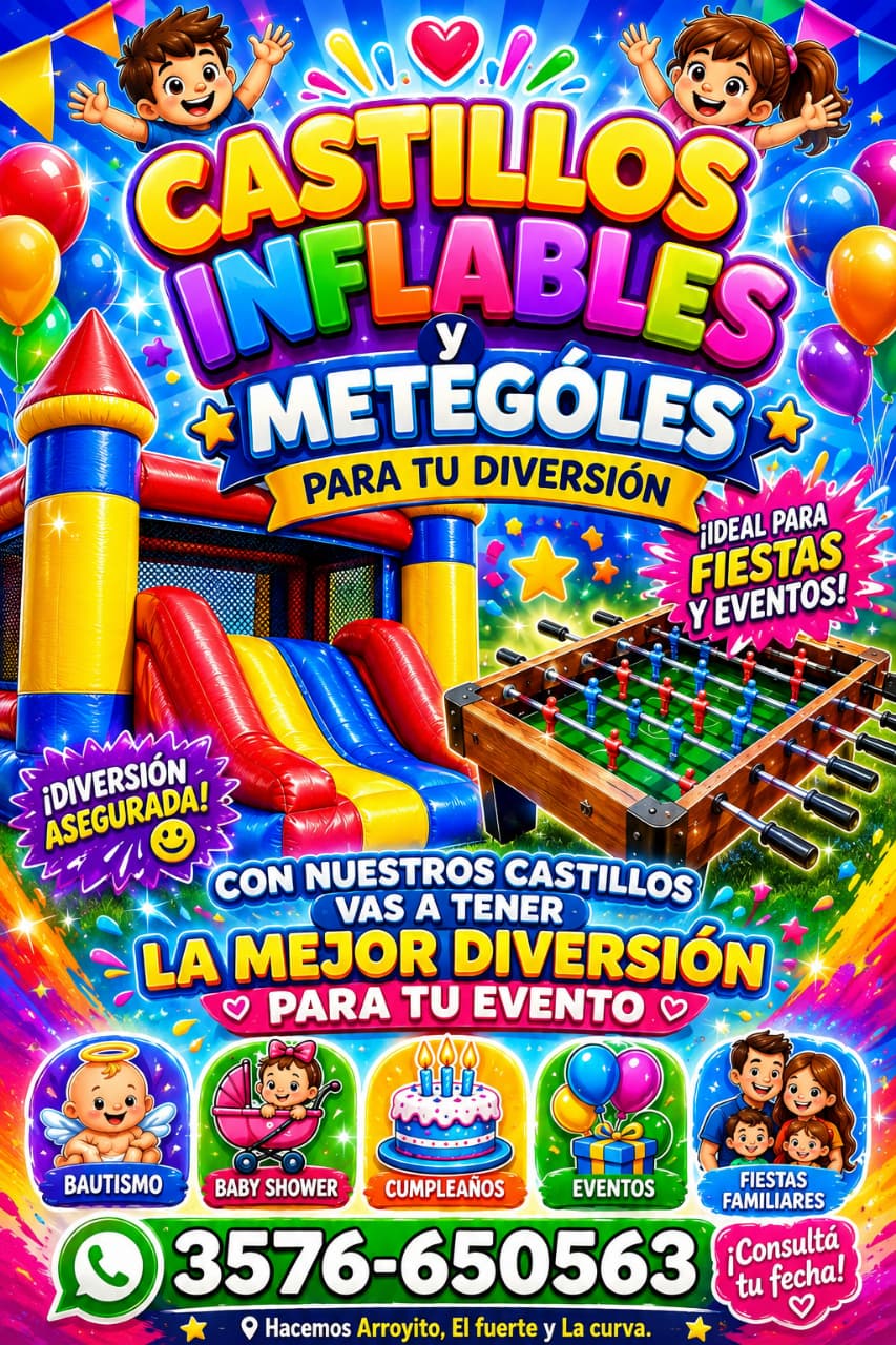 Castillos inflables y metegoles para eventos